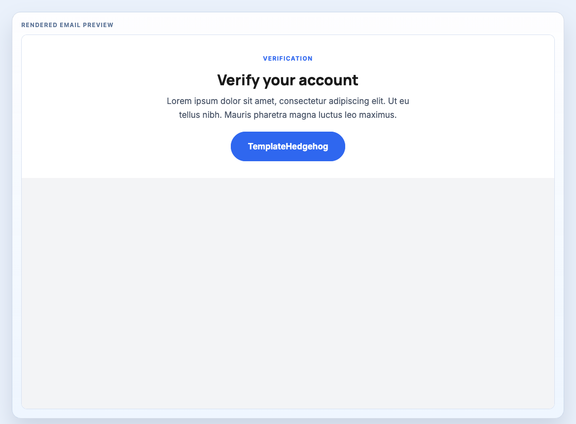 Account Verification CTA rendered email block preview