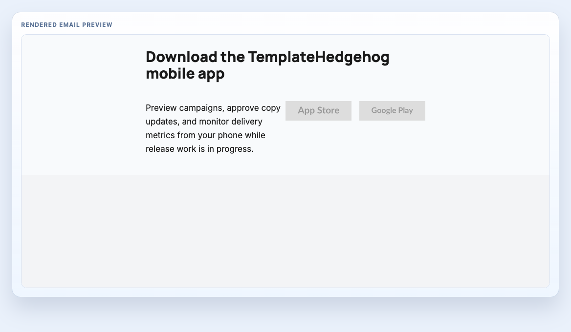 App Download Strip rendered email block preview