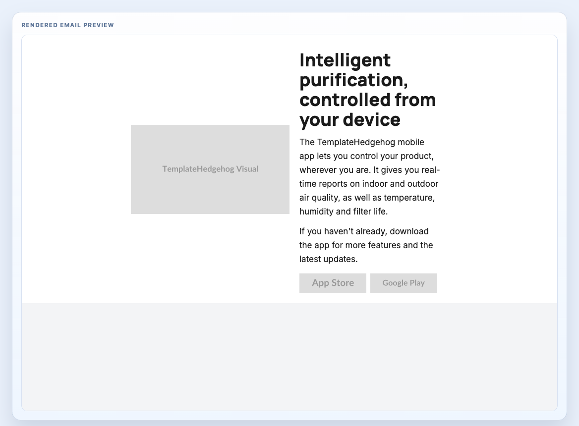 App Feature Split rendered email block preview