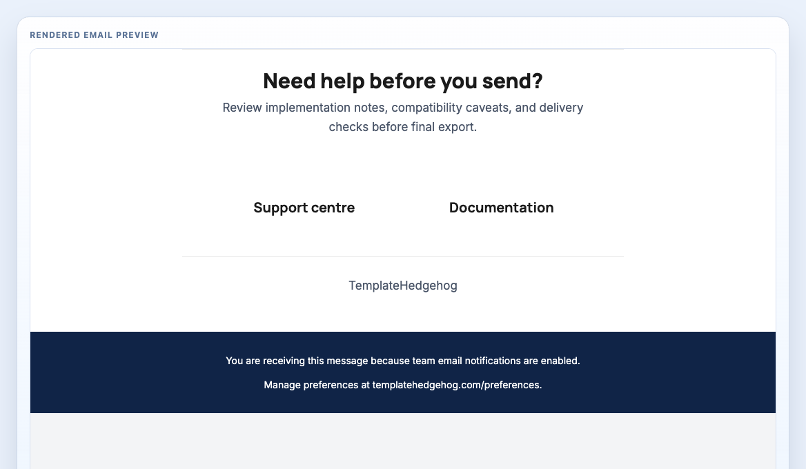 Footer rendered email block preview