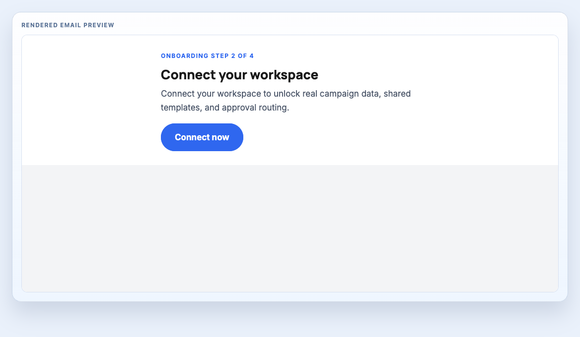 Onboarding Step Card rendered email block preview
