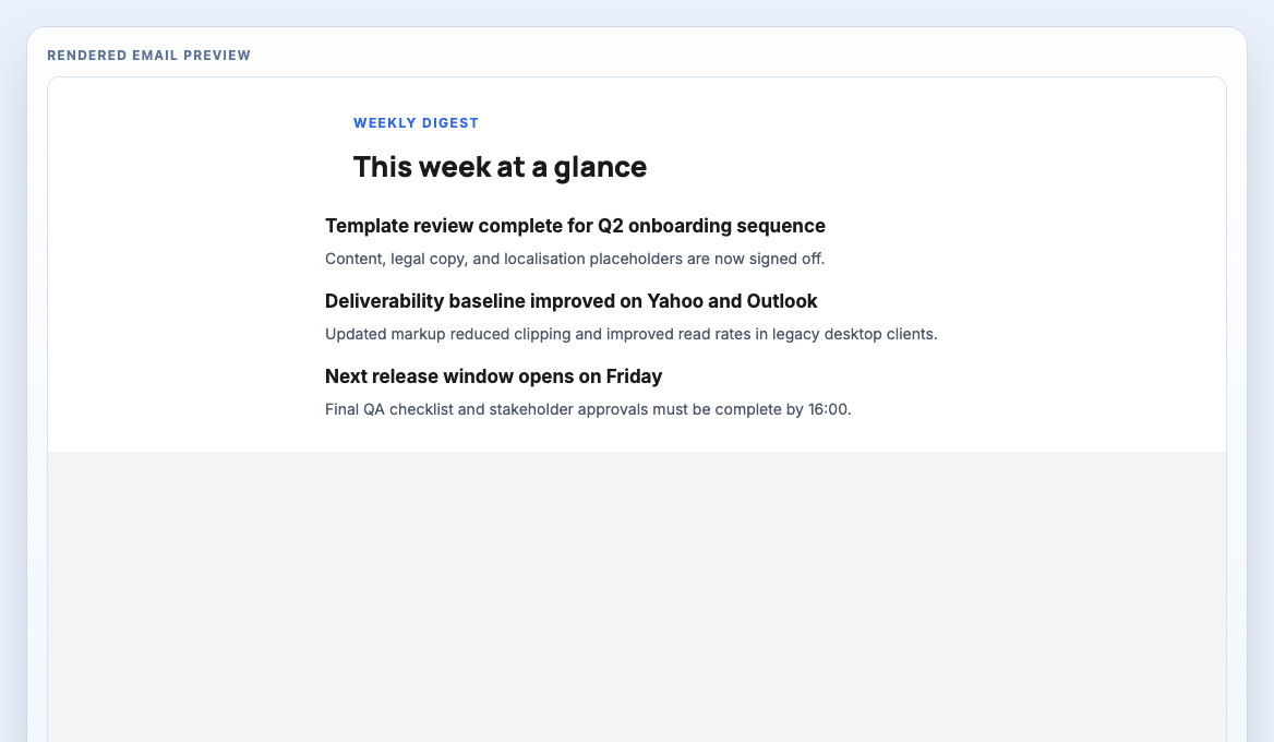 Weekly Digest List rendered email block preview