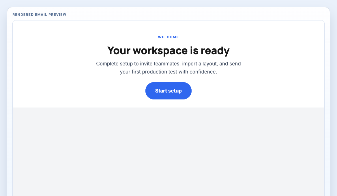 Welcome Email Hero rendered email block preview